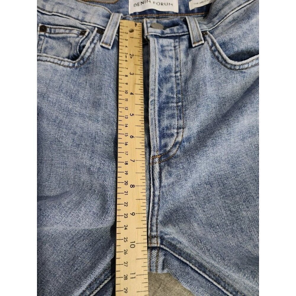 Denim Forum Arlo High Rise Straight Jeans Womens 24 x 25 Blue Stretch Button Fly - Picture 6 of 10